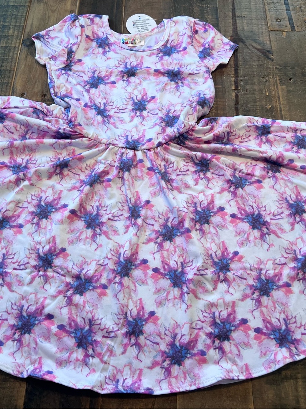 Dot Dot Smile size 5/6 girls watercolor floral Cap sleeve twirl dress new